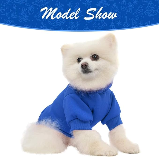 KOOLTAIL Basic Dog Hoodie - Soft and Warm Dog Hoodie Sweater with Leash Hole and Pocket, Dog Winter Coat, Cold Weather Clothes Sweatshirt for Small Medium Large Dogs Puppy Cat Boys Girls Blue SM