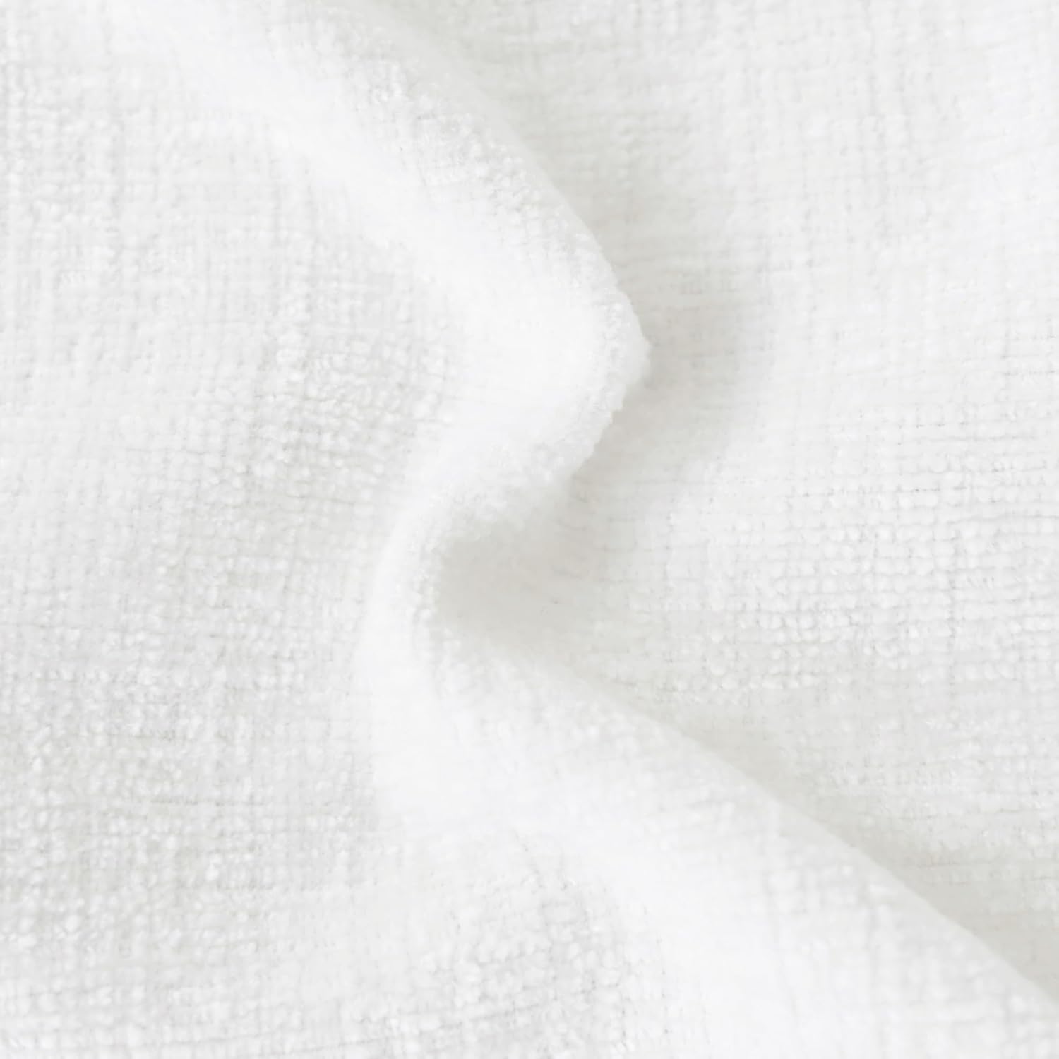 CaliTime Throw Pillow Covers Decorative 16 X 16 Inches Pack of 2 Cozy Solid Dyed Soft Chenille Cushion Cases with Pom Poms for Couch Sofa Bed Living Room Home True White