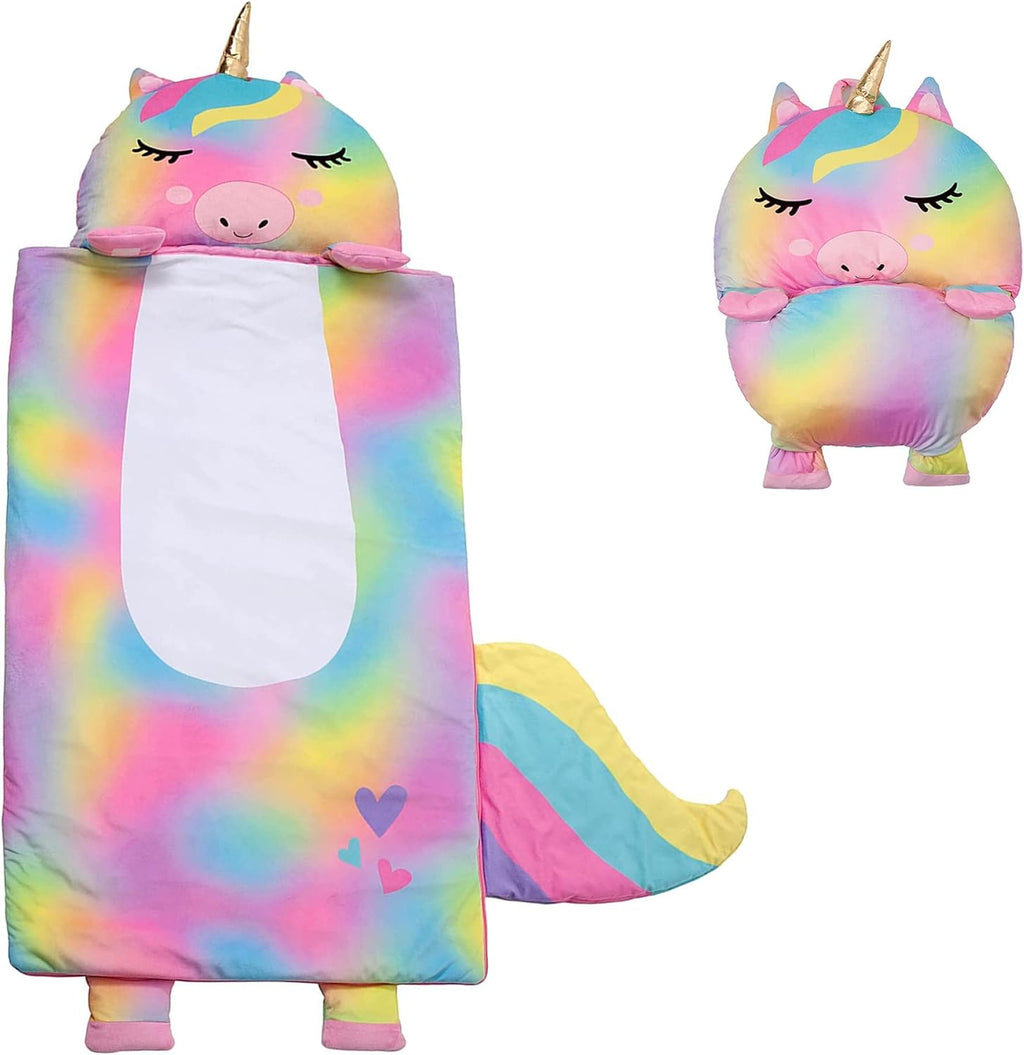 Kid's Nap Buddies Character Preschool Nap Mat, Toddler Sleeping Bag with Pillow for Daycare, Ages 3+