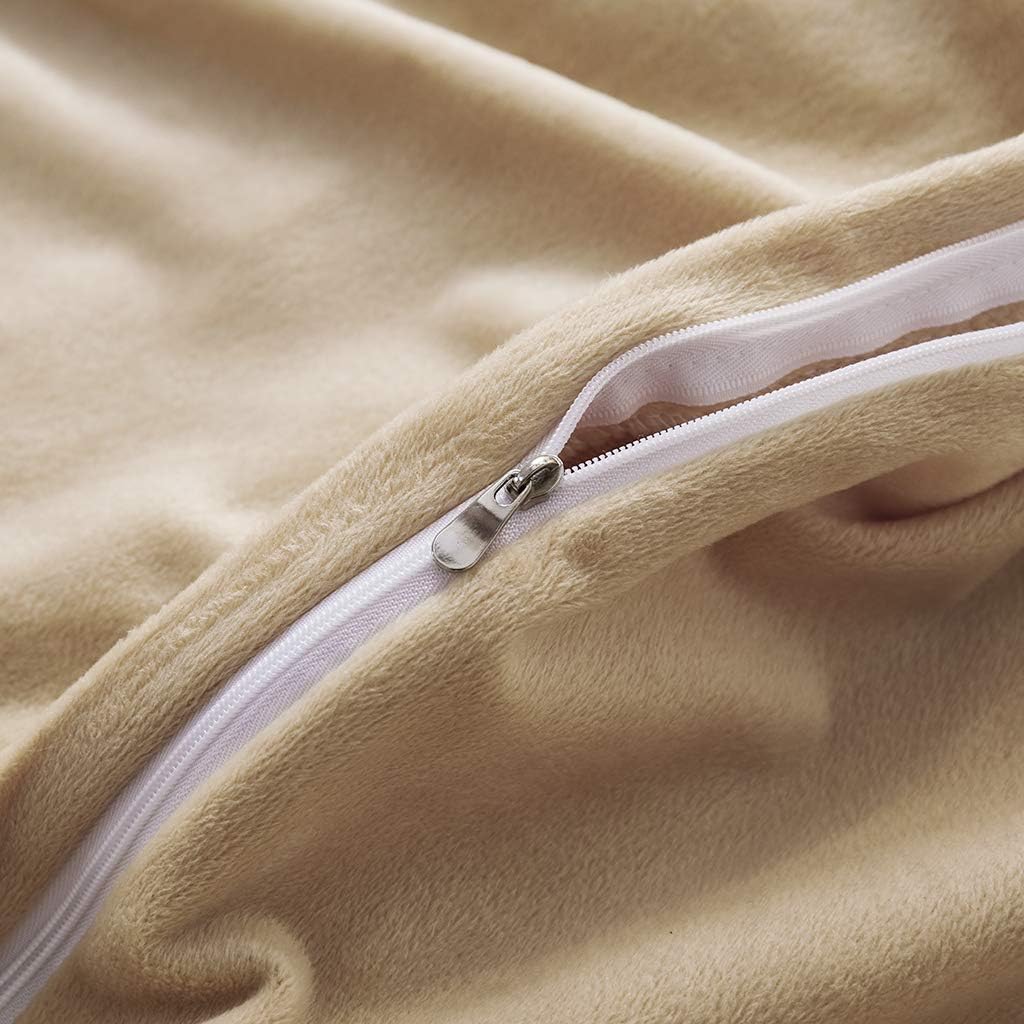 Uhamho Set of 2 Standard Pillowcases Faux Fur Throw Pillow Covers Queen Size Shams Soft Velvet Decorative Zipper Closure (Camel, 20"x26")