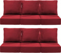 Luxury 24x24x6 Inch Outdoor Deep Seat Cushions Set of 6 - Comfortable Patio Zipper Chair Cushion for Outside Sets Wicker Dining Rocking Swivel Chairs Loveseat Couch Sectional Sofa - Red