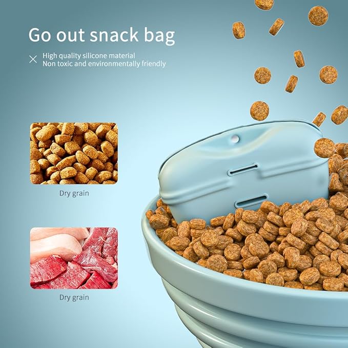 2 Pcs Silicone Dog Treat Pouch,Portable Dog Training Pouch for Treats with Magnetic Closure and Clip,Snacks and Treats to Take Along With Your Dog When Walking(Sky Blue + Light Green)