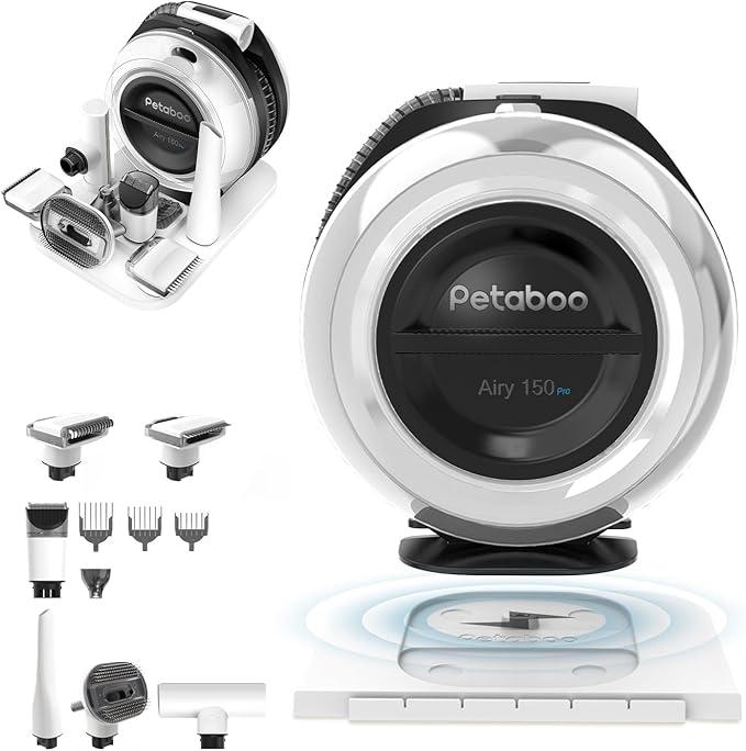 Cordless Dog Grooming Kit, Pet Grooming Vacuum with Clippers Nail Grinder 7 Pet Grooming Tools,2.2L Dust Cup,Low Noise,Dog Vacuum for Shedding Grooming for Home & Car Cleaning