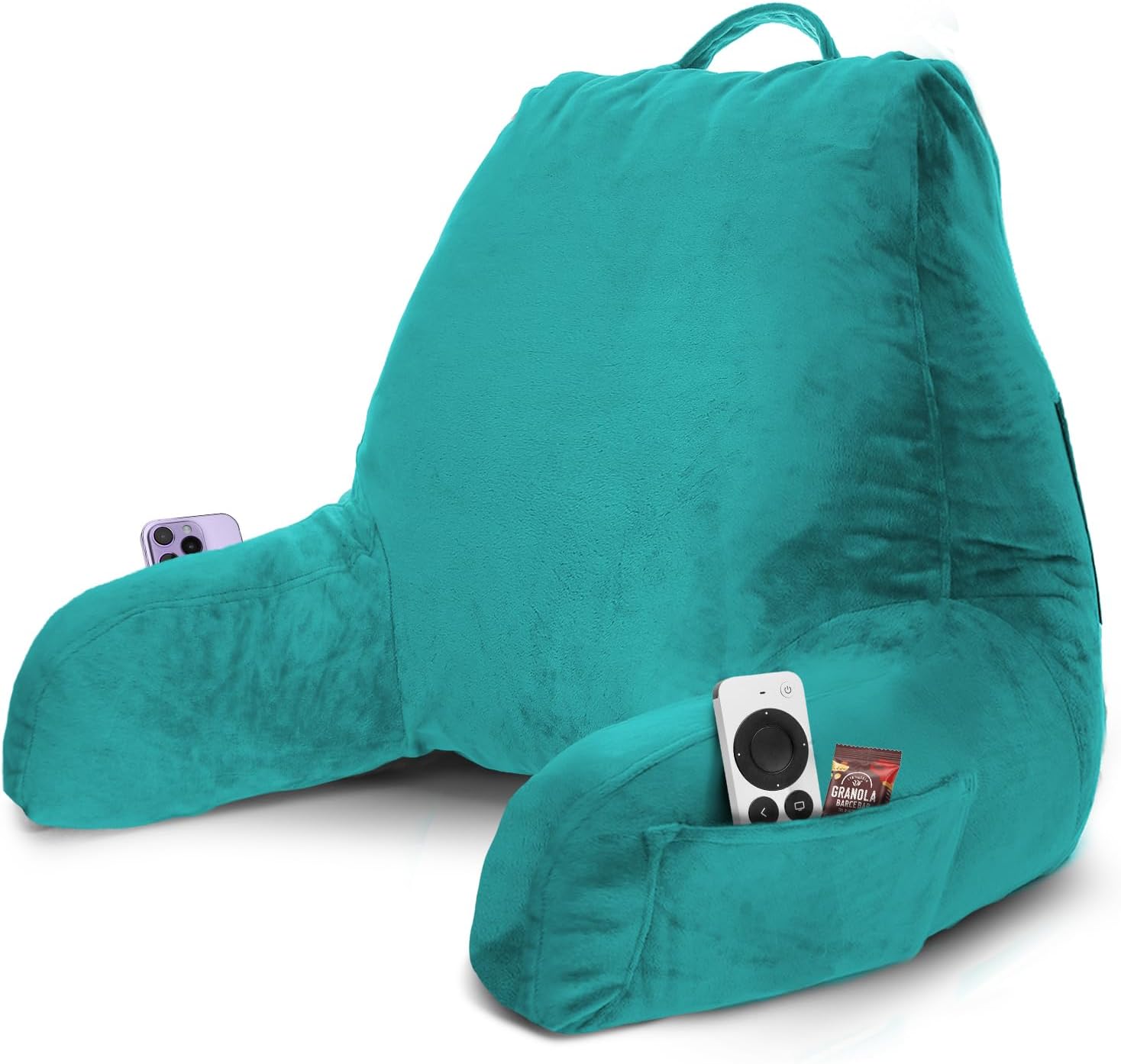 Nestl Reading Pillow with Shredded Memory Foam, Designed for Sitting Up in Bed and Couch, Back and Arms Adjustable Support for Adult & Teens Backrest Pillows for Reading, with Washable Cover Teal