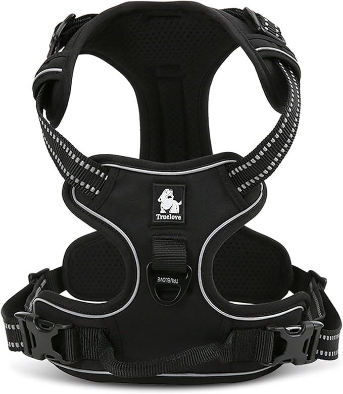 TRUE LOVE Adjustable No-Pull Dog Harness Reflective Pup Vest Harnesses Comfortable Control Brilliant Colors TLH5651(Black,XL)
