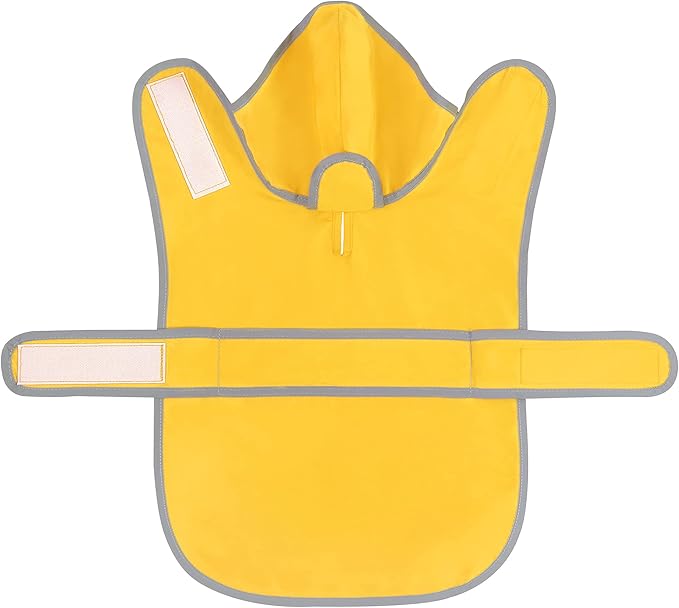 Dog Raincoat for Medium Dogs Waterproof Hooded Rain Jacket with Reflective Strips Leash Hole & Poncho Adjustable Fit (Yellow,L)