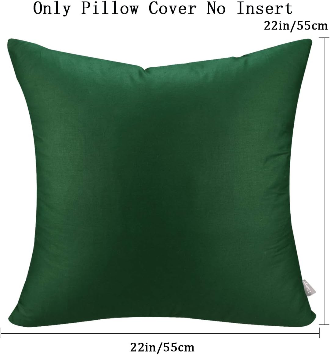 4-Pack 100% Cotton Comfortable Solid Decorative Throw Pillow Case Square Cushion Cover Pillowcase Sublimation Blank Pillow Covers(Cover Only,No Insert) (22x22 inch/ 55x55cm, Christmas Green)