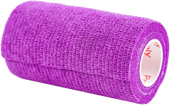 4 Inch Vet Wrap Tape Bulk (Purple) (Pack of 6) Self Adhesive Adherent Adhering Flex Bandage Grip Roll for Dog Cat Pet Horse