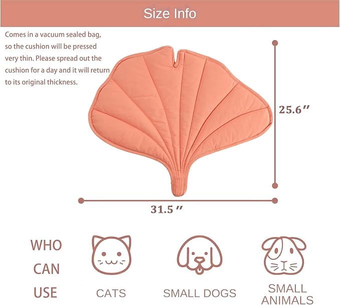 31 X 25 Inch Leaf Shaped Cotton Cat Bed Pad, Warming Cat Mat, Pet Warming Pad for Cats, Warmer Mat for Feral and Indoor Cats, 2025 Enlarged and Thickened Leaf Beds