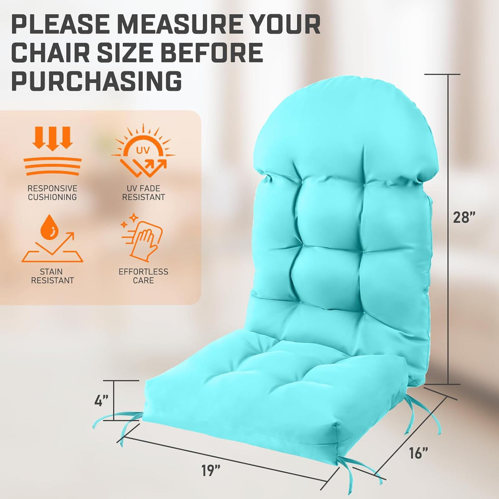 FUNBERRY Patio Chair Cushions Set of 4, Thicken Comfy Cushions for Rocker Non Slip Fade Shield Waterproof High Back with Ties