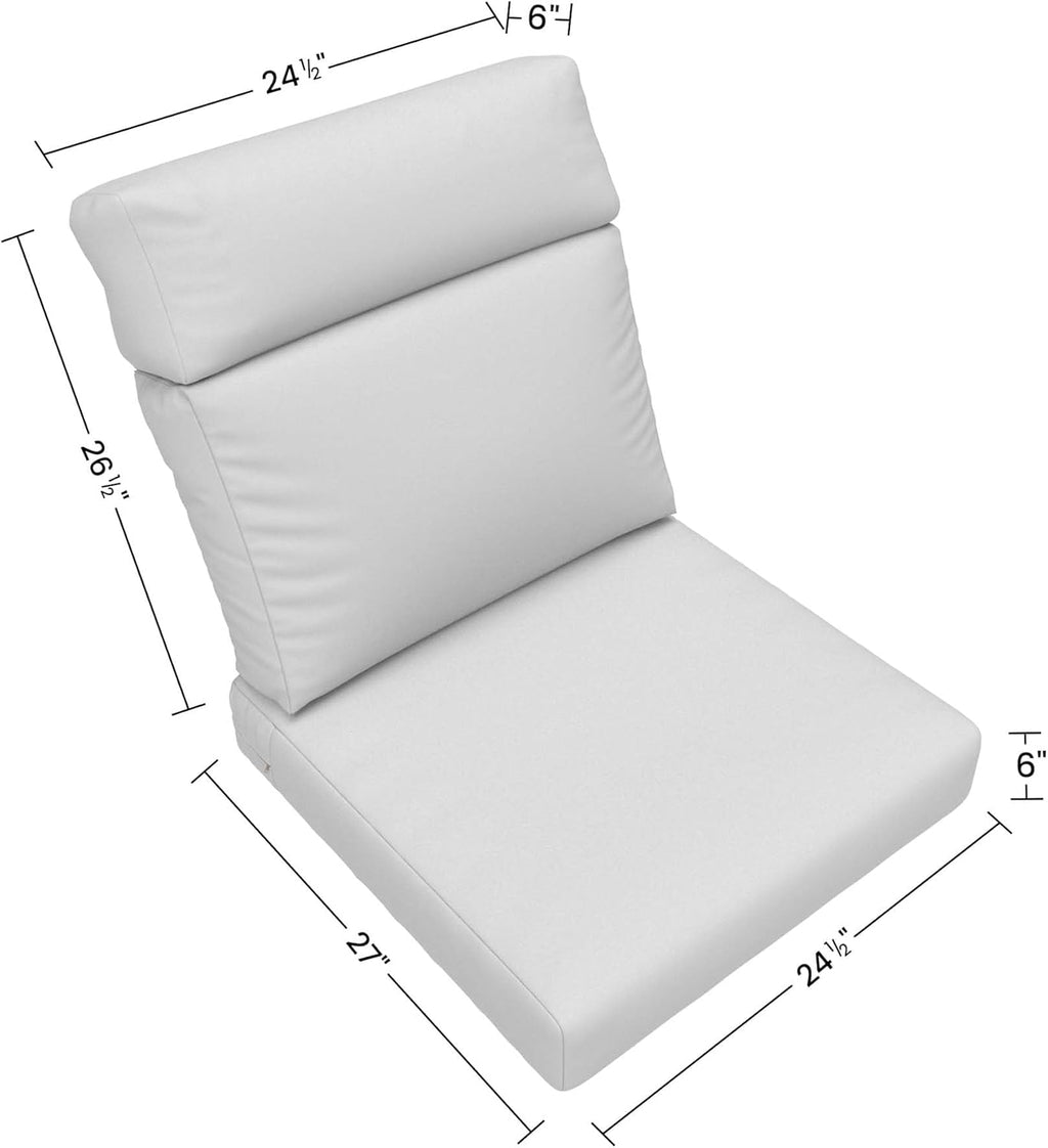 Covers & All CoverRite Rectangle High Back Chair Cushion, 600 Denier, Foam Seat and Poly Fill Back Outdoor High Back Chair Cushions, Water, UV and Fade Resistant for Patio High Back Chair Cushions