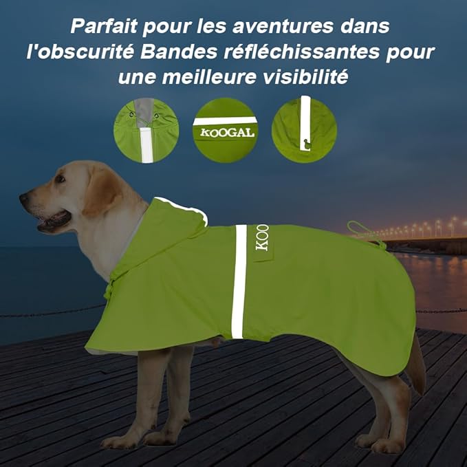 Pet Large Dog Raincoat Apparel Poncho Waterproof for Medium Large Sized for Dog Raincoat Clothes Jacket (Fluor Yellow,4XL)