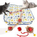 Interactive Cat Toys Ball - 2pcs Automatic Fast Rolling Ball in Play Mat, Hide and Seek Mouse Catching Game, Low-Noise Cat Enrichment Toys in Pouch for Indoor Bored Cats(Paw Print Pattern - Square)
