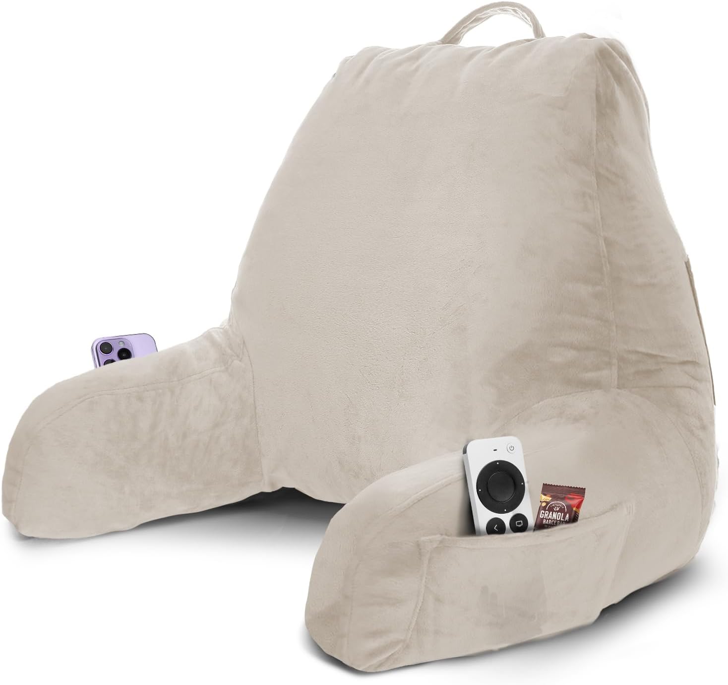 Nestl Reading Pillow with Shredded Memory Foam, Designed for Sitting Up in Bed and Couch, Back and Arms Adjustable Support for Adult & Teens Backrest Pillows for Reading, with Washable Cover Linen