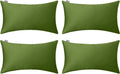 Thmyo 4-Pack 100% Cotton Lumbar Comfortable Solid Decorative Throw Pillow Case, Rectangle Cushion Cover Pillowcase Sublimation Blank Pillow Covers DIY Throw Pillowcase(12x20inch/30x50cm, Olive Green)