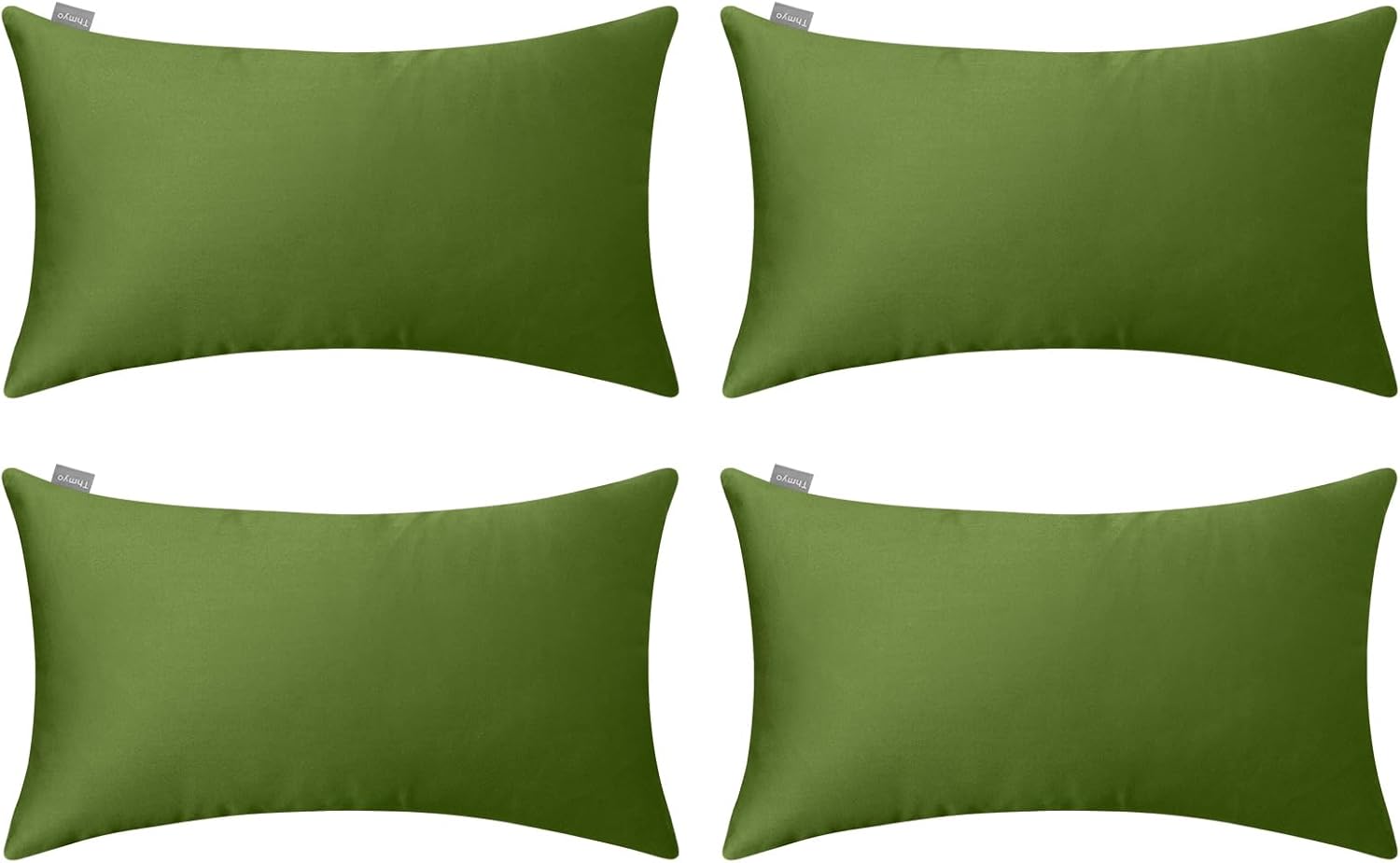 Thmyo 4-Pack 100% Cotton Lumbar Comfortable Solid Decorative Throw Pillow Case, Rectangle Cushion Cover Pillowcase Sublimation Blank Pillow Covers DIY Throw Pillowcase(12x20inch/30x50cm, Olive Green)