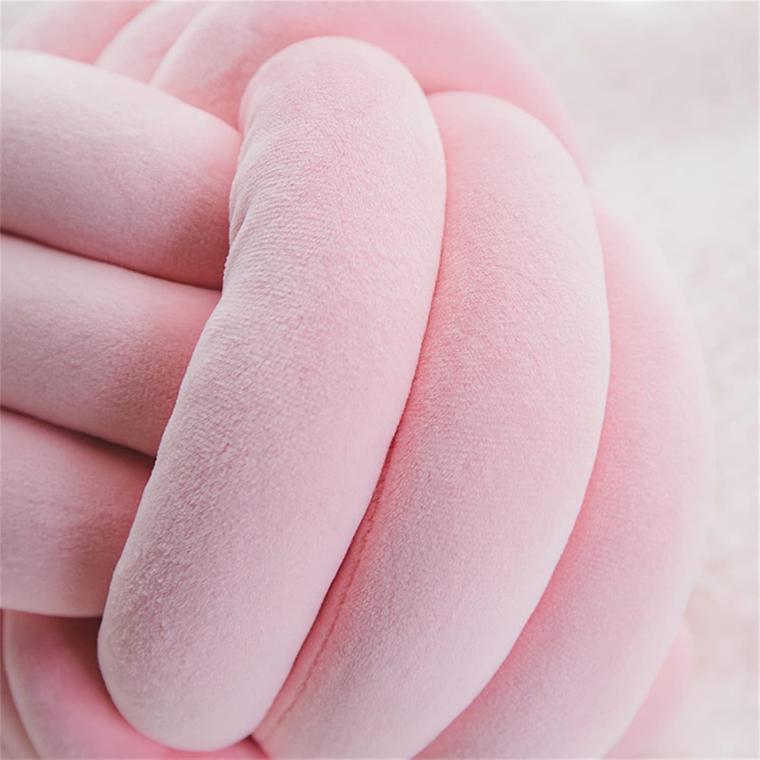 Round Throw Pillow, Soft Handmade Knot Ball Pillows, Home Decoration Pillow, Knotted Plush Toys Throw Pillow (10.6 inches, Pink)