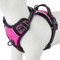 PHOEPET Reflective Dog Harness No Pull Large Breed Vest with 2 Metal Leash Attachment Hooks(XL, Pink)