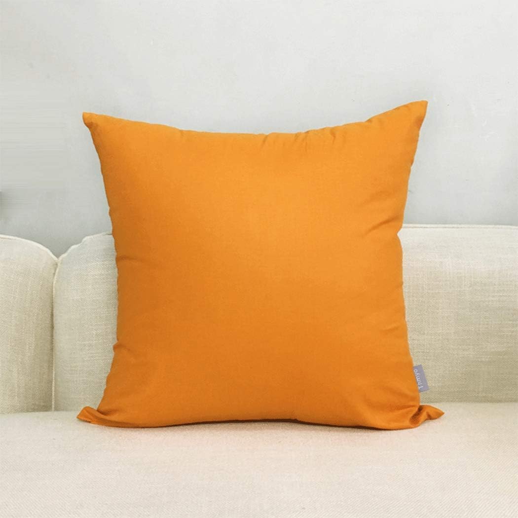Thmyo 4-Pack 100% Cotton Comfortable Solid Decorative Throw Pillow Cases Square Cushion Cover Pillowcases Thanksgiving DIY Fall Pumpkin Orange Pillow Covers(18x18 inch/45x45cm)