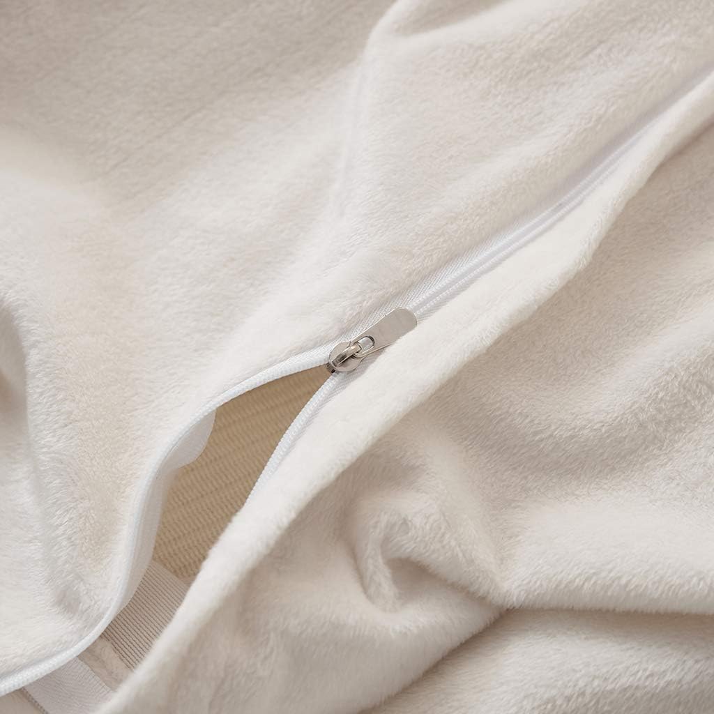 Uhamho Set of 2 King Faux Fur Throw Pillow Covers Soft Velvet Decorative Pillowcases Zipper Closure(20 x 36 Inches Light Beige)