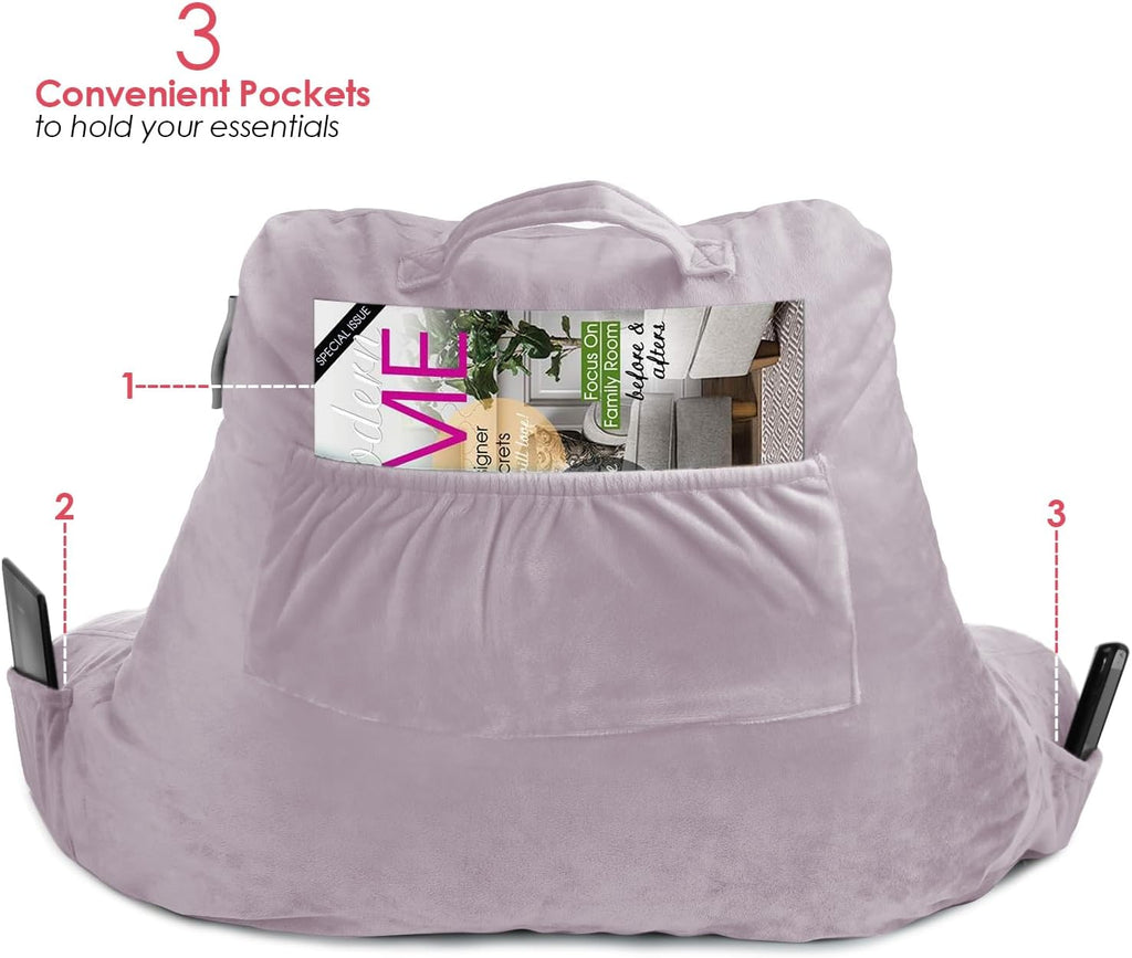 Nestl Reading Pillow for Kids & Teens with Shredded Memory Foam, Backrest Pillows for Reading, Watching, and Gaming, Use on the Couch, Bed, or Floor Adjustable Support with Washable Cover Dusty Purple