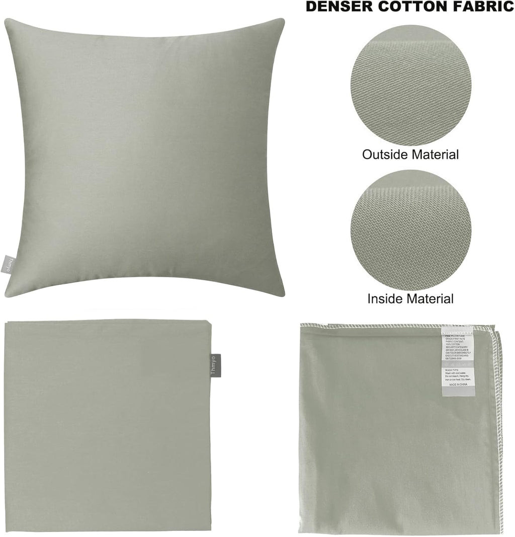 Thmyo 4-Pack 100% Cotton Comfortable Solid Decorative Throw Pillow Case Square Cushion Cover Pillowcase Sublimation Blank Pillow Covers DIY Throw Pillowcase for Sofa Bedroom(22x22 inch/ 55x55cm,Grey)