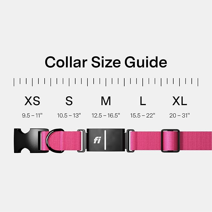 New Fi Series 3+ Smart Dog Tracker Collar [12 Month Membership Included] GPS Tracker for Dogs with Health & Behavior Monitoring, Escape Alerts, Waterproof, LED, Apple Watch Compatible (Pink, Large)