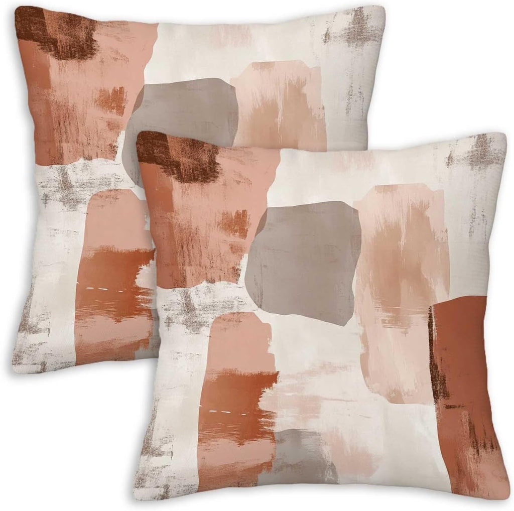 Throw Pillow Covers 18x18 Set of 2, Soft Colors Cushion Covers, Decorative Square Pillowcases for Couch, Bedroom, Living Room