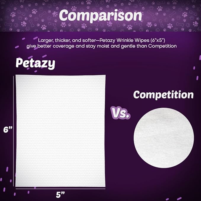 Wrinkle Wipes for Dogs 50 Count | 3X Larger Dog Face Wipes for French Bulldog and Pug - Cleanse Skin Folds, Tear Stains, Tail Pockets | Anti-Itch, Soothing, & Hypoallergenic with Coconut Oil