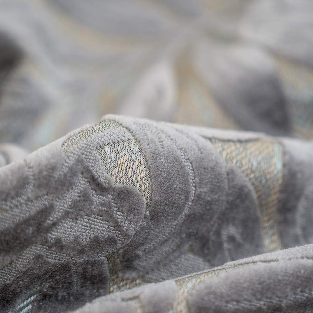 Alerfa 18 x 18 Inch Gray Silver Square Maple Leaf Pillow Embroidery Cut Velvet Cushion Case Luxury Modern Lumbar Throw Pillow Cover Decorative Pillow for Couch Sofa Living Room Bedroom Car