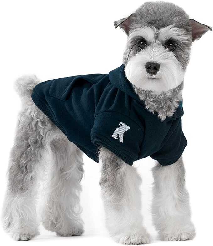 Koneseve Dog Hoodie Fleece Puppy Clothes Warm Sweater with Hat for Small Dogs Cat Hooded Shirt Kitten Pet Basic Hoodies Sweatshirt with Pocket Doggie Soft Winter Coat Apparel (Blue; S)