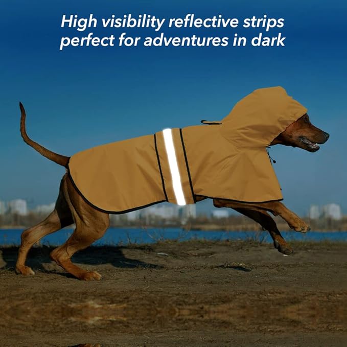 Reflective Dog Rain Coats - Waterproof Adjustable Pet Raincoat Jacket, Lightweight Dog Apparel & Accessories Raincoat for Small to X- Large Dogs(Yellow, Large)