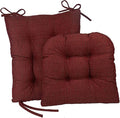Klear Vu Omega Non-Slip Rocking Chair Cushion Set, Assembled in USA, Thick Padding & Tufted Design, Includes Seat Pad & Back Pillow with Ties, 17x17 Inches, 2-Piece Set, Tyson Red