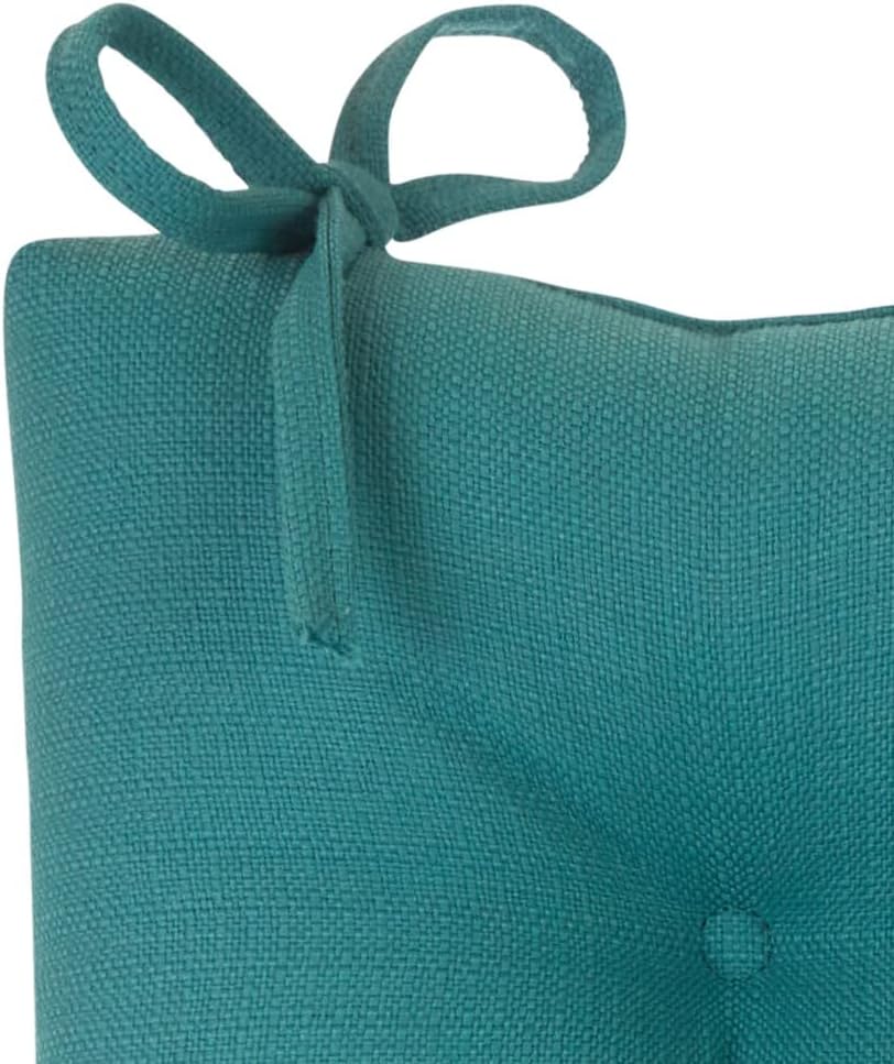 Klear Vu Omega Non-Slip Rocking Chair Cushion Set, Assembled in USA, Thick Padding & Tufted Design, Includes Seat Pad & Back Pillow with Ties, 17x17 Inches, 2-Piece Set, Solid Teal