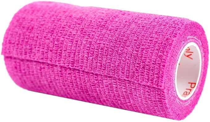 4 Inch Vet Wrap Tape Bulk (Fuchsia) (Pack of 6) Self Adhesive Adherent Adhering Flex Bandage Grip Roll for Dog Cat Pet Horse