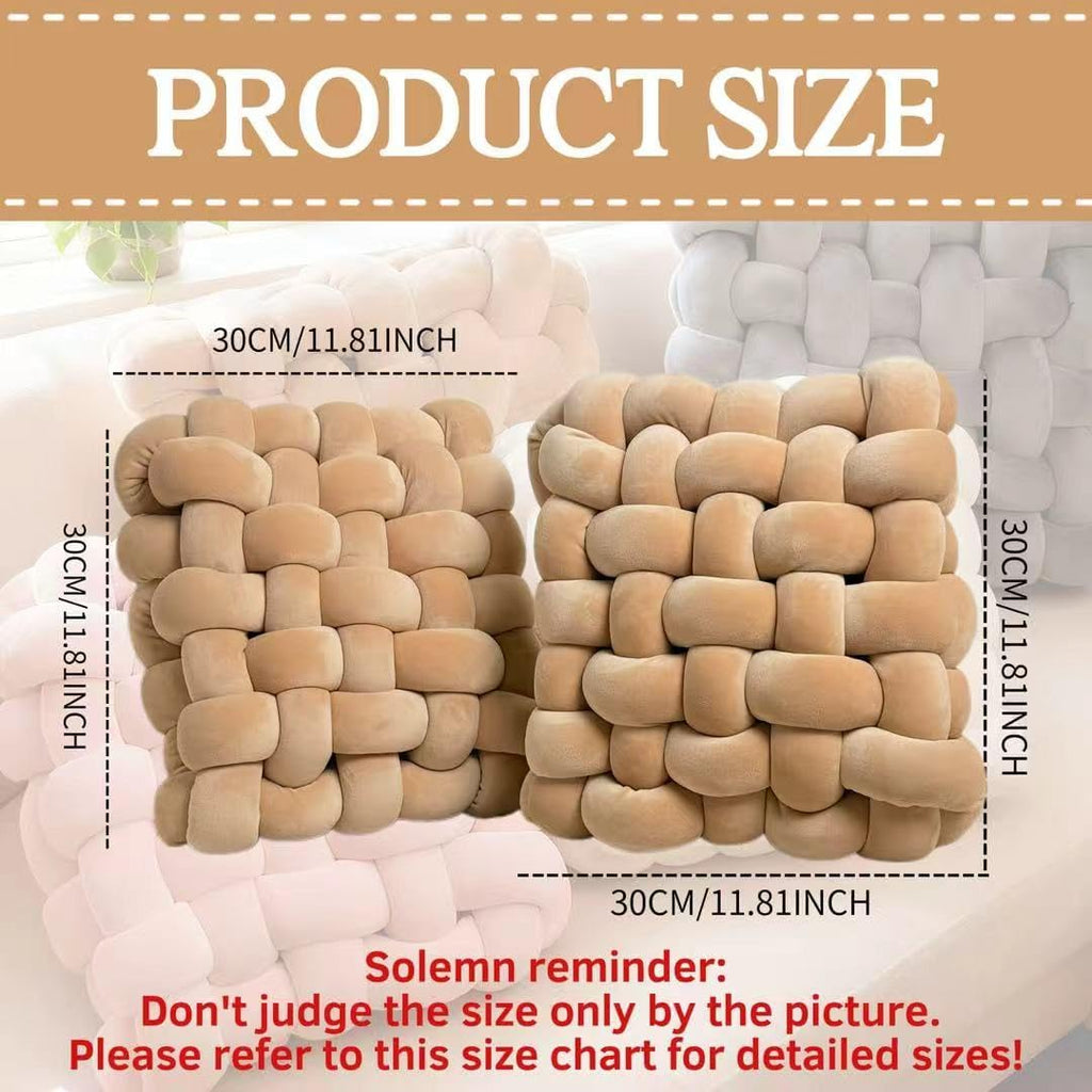 2Pcs Square Knot Throw Pillows, Suitable For Bedroom Decoration, Sofa Decorative Pillows, Home Decoration, Home Decor Living Room 12 inches * 13 inches (Coffee Color)