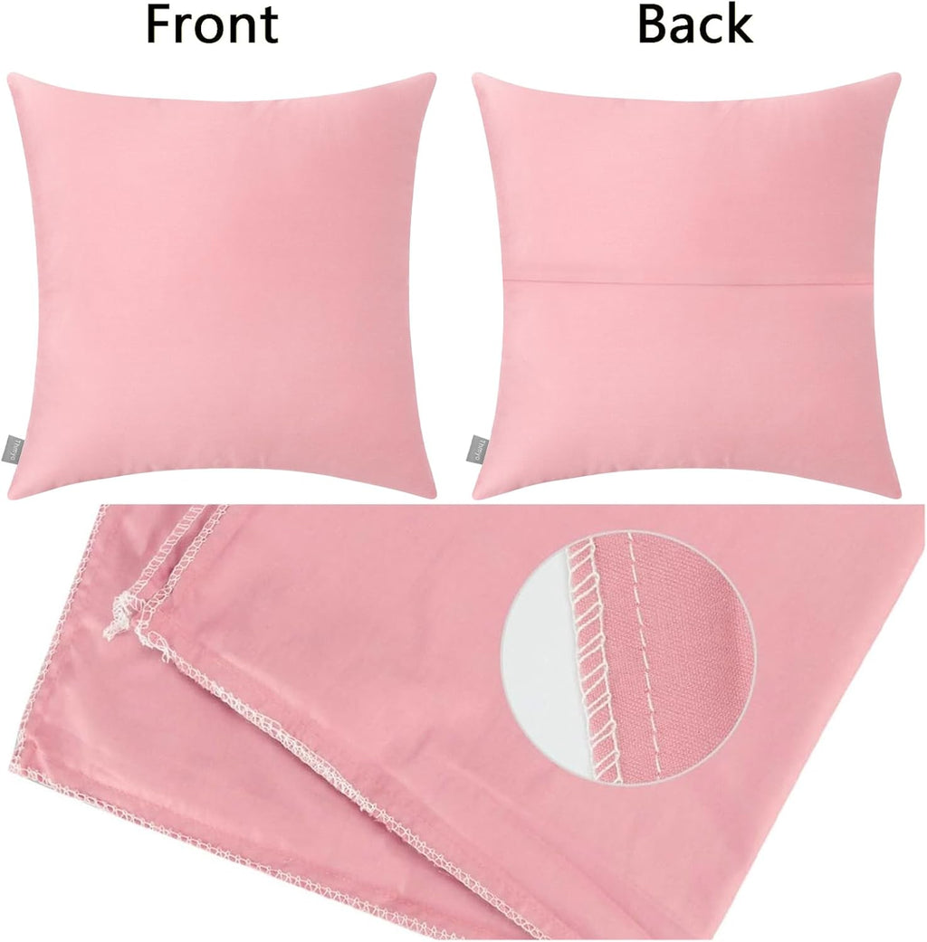 4-Pack 100% Cotton Comfortable Solid Decorative Throw Pillow Case,Thmyo Square Cushion Cover Pillowcase Sublimation Blank Pillow Covers DIY Throw Pillowcase for Sofa(20x20 inch/ 50x50cm,Pink 2)