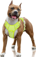 BARKBAY No Pull Dog Harness Large Reflective Dog Harness with Front Clip and Easy Control Handle for Walking Training Running with ID tag Pocket(Sunlight,L)