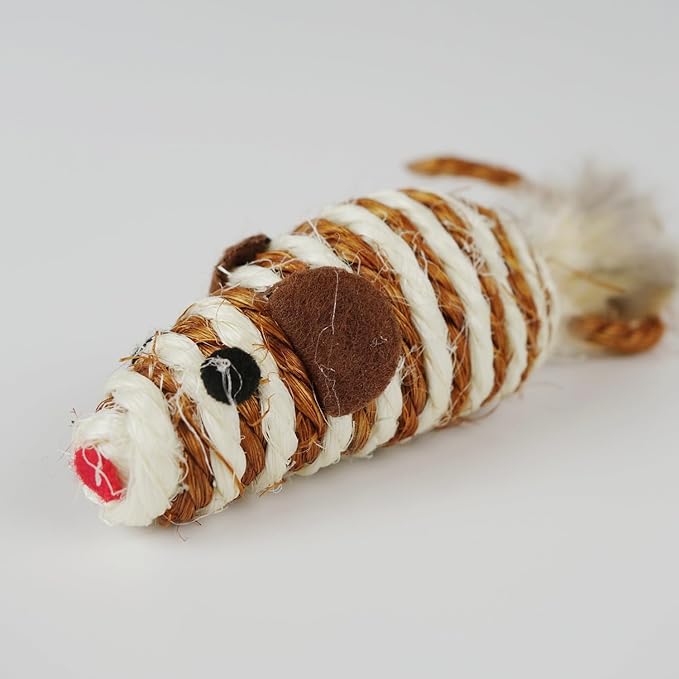 TTcat Cat Toys Set with Sisal Rope & Feathers Ball and Mouse - 2 Pack, Interactive Toys for Indoor Cats,Kittens