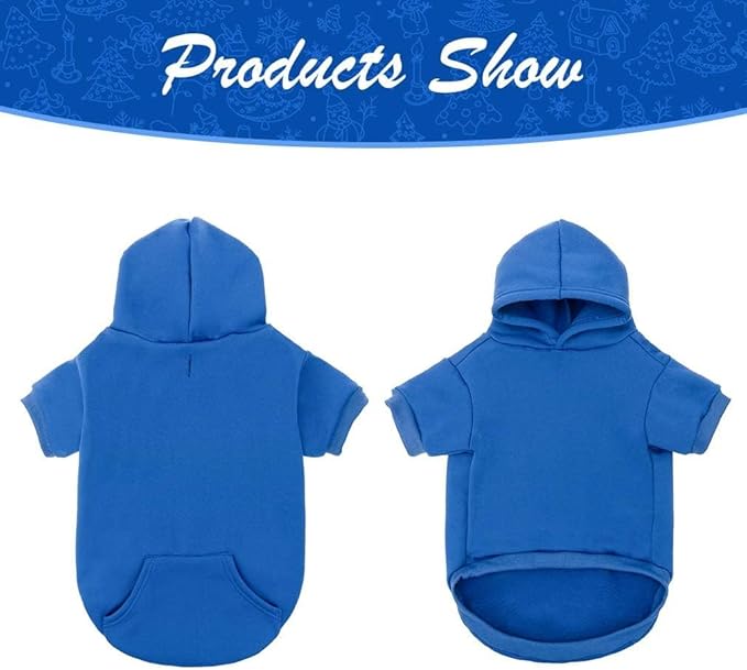 KOOLTAIL Basic Dog Hoodie - Soft and Warm Dog Hoodie Sweater with Leash Hole and Pocket, Dog Winter Coat, Cold Weather Clothes Sweatshirt for Small Medium Large Dogs Puppy Cat Boys Girls Blue XXL