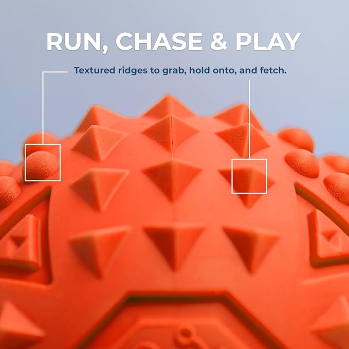 Best Pet Supplies Tough Dog Toys for Aggressive Chewers - Squeaky Dog Toys, Non-Toxic Spiky Ball for Dental Health, Interactive Toy, Pack of 2, Blue, Orange (L:3.5")