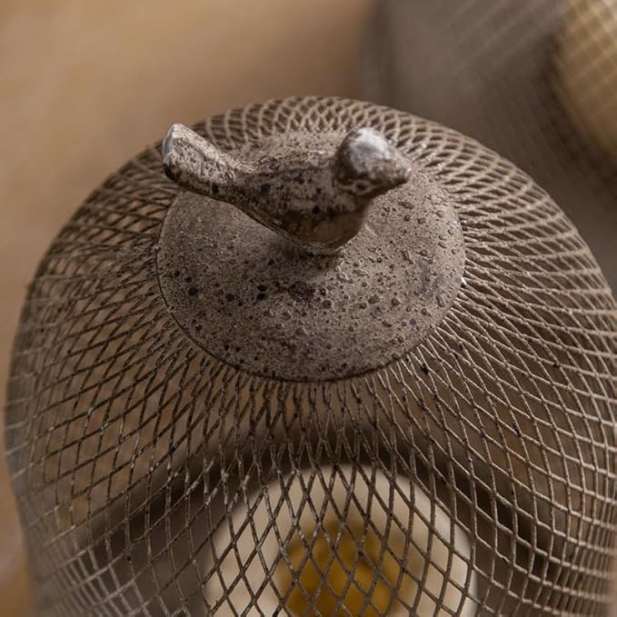 Birdcage Candle Holder Antique Metal Bird Cages Decor, Vintage Lantern Centerpiece for Wedding Home Table Decorative, Iron Candleholder Set of 2 (12.9" & 10.7")