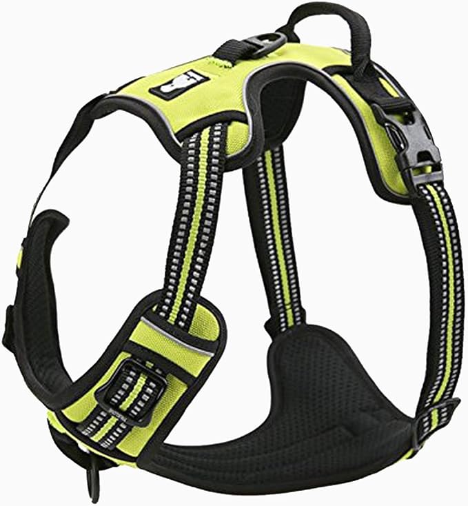 TRUE LOVE Adjustable No-Pull Dog Harness Reflective Pup Vest Harnesses Comfortable Control Brilliant Colors TLH5651(Neon Yellow,XL)