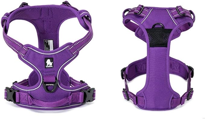 TRUE LOVE Adjustable No-Pull Dog Harness Reflective Pup Vest Harnesses Comfortable Control Brilliant Colors TLH5651(Purple,XL)