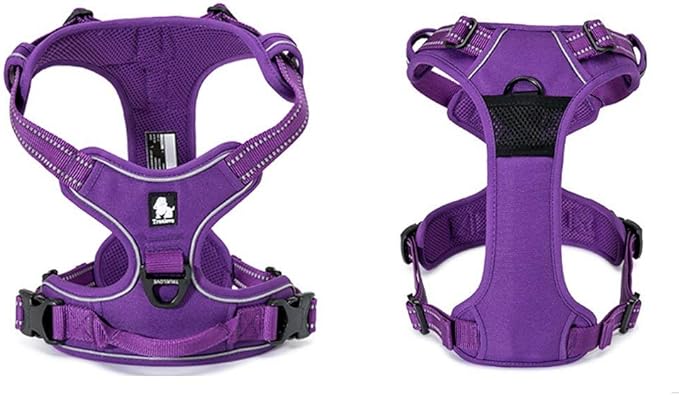 TRUE LOVE Adjustable No-Pull Dog Harness Reflective Pup Vest Harnesses Comfortable Control Brilliant Colors TLH5651(Purple,S)