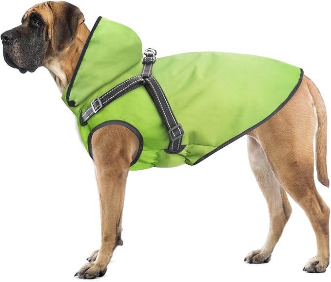 Mosucoirl Dog Raincoat Waterproof Dog Hoodie Reflective Dog Raincoat Hooded Adjustable Rain Jacket for Small Medium Large Dogs Puppies (Green, XXL)