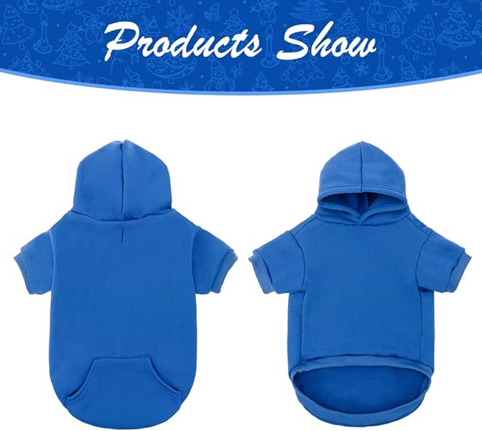 KOOLTAIL Basic Dog Hoodie - Soft and Warm Dog Hoodie Sweater with Leash Hole and Pocket, Dog Winter Coat, Cold Weather Clothes Sweatshirt for Small Medium Large Dogs Puppy Cat Boys Girls Blue M
