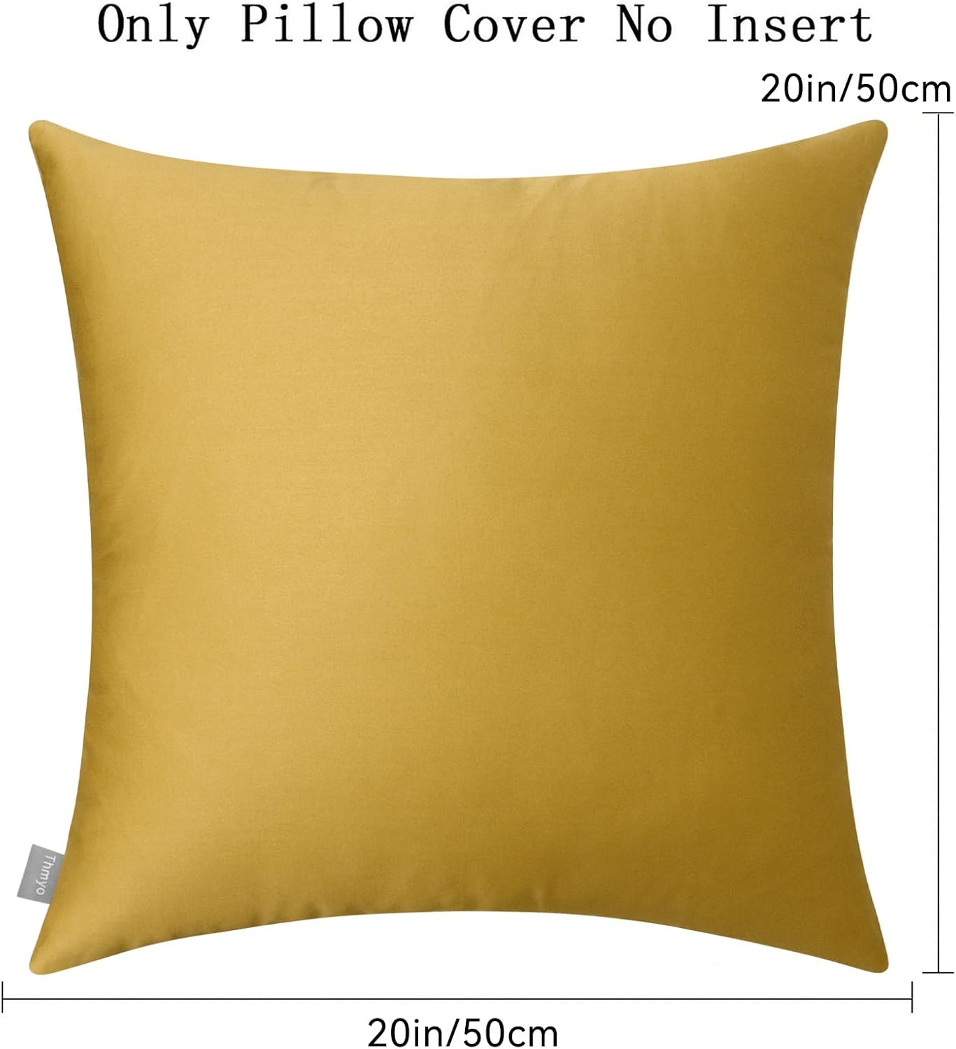 Thmyo 4-Pack 100% Cotton Comfortable Solid Decorative Throw Pillow Case Square Cushion Cover Sublimation Blank Pillow Covers DIY Throw Pillowcase for Sofa Couch(20x20 inch/ 50x50cm, Mustard Yellow)