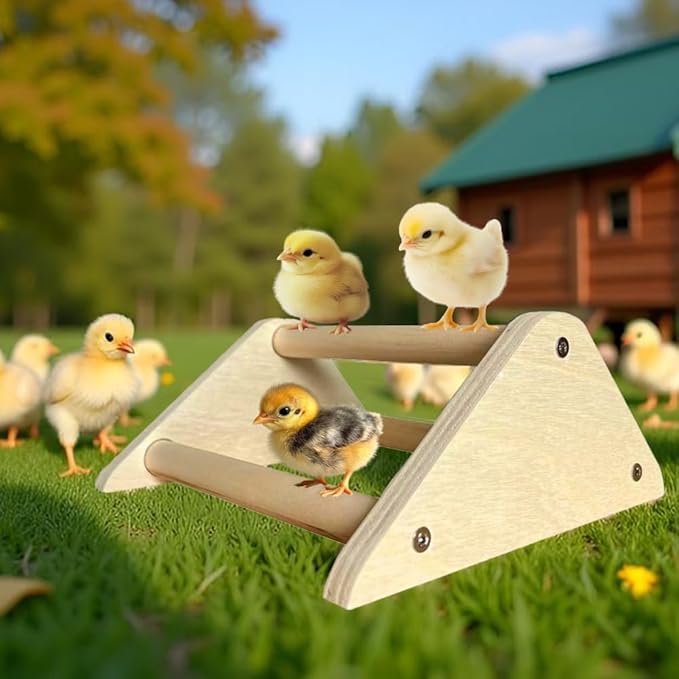 Chicken Toys, Roosting Bars for Chicks in Coop and Brooder, Wooden Chicken Perch, Coop Accessories for Large Bird, Baby Chicks, Parrot, 2 Pack