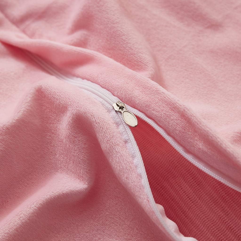 Uhamho Set of 2 King Faux Fur Throw Pillow Covers Fluffy Soft Velvet Decorative Pillowcases Zipper Closure(20 x 36 Inches Pink)